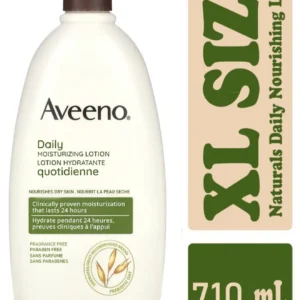 A bottle and a box of Aveeno Moisturising Lotion 710ml