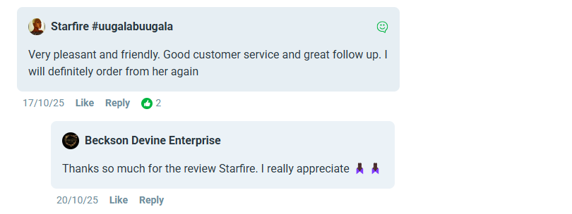 Screenshot of Starfire's testimonial