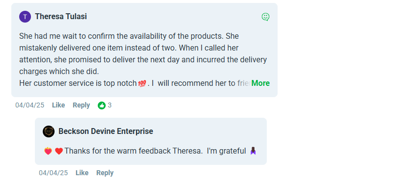 Screenshot of Theresa Tulasi's testimonial