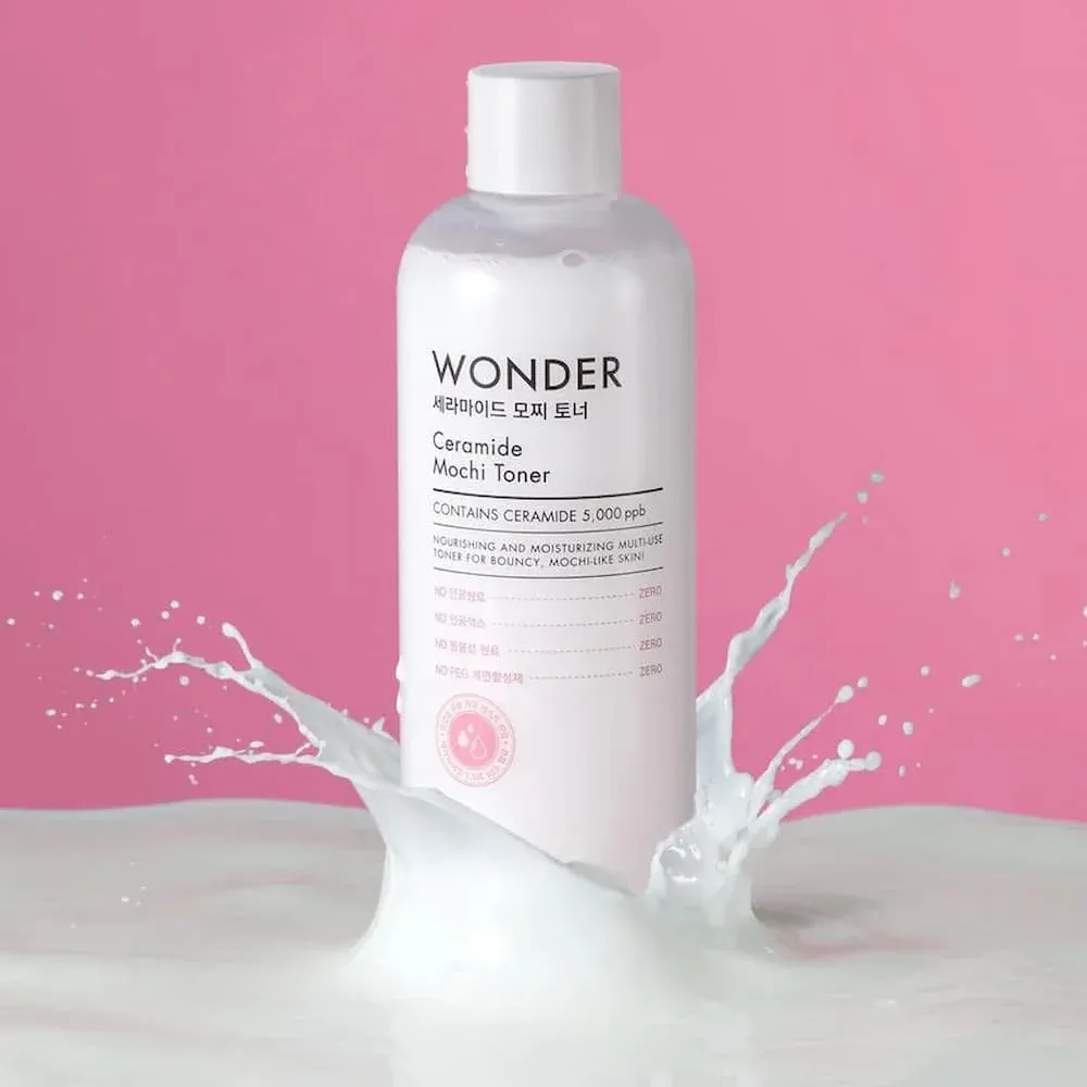 A bottle of Tonymoly Wonder Ceramide Mochi Toner