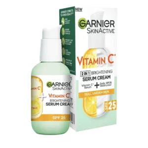 A container of Garnier Vitamin C 2-in-1 Serum Cream SPF 25