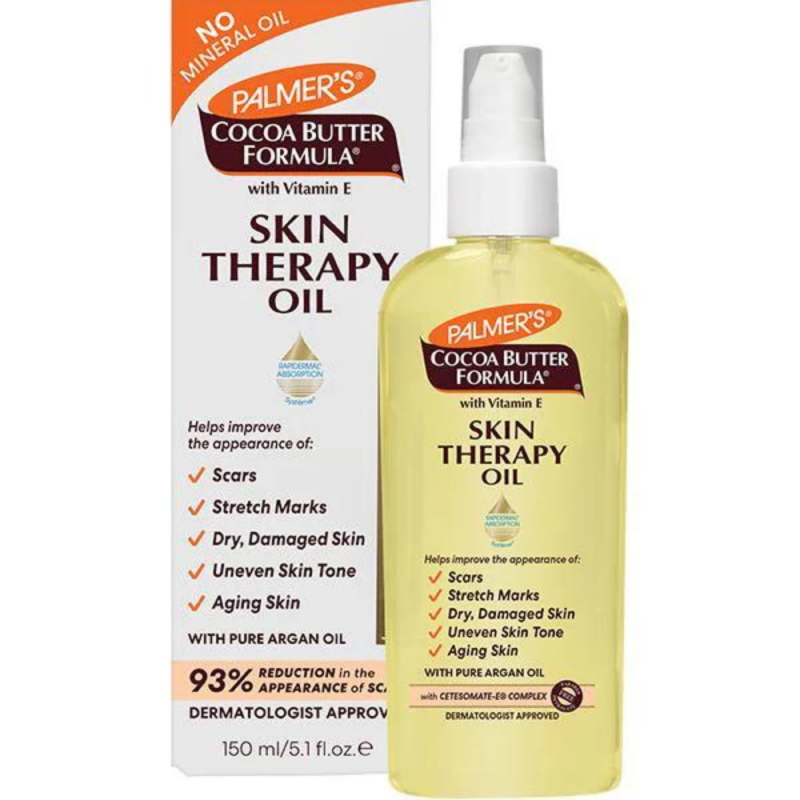 A spray container of Palmer's Cocoa Butter Skin Therapy Oil 150ml
