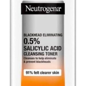 A bottle of Neutrogena 0.5% Salicylic Acid Cleansing Toner
